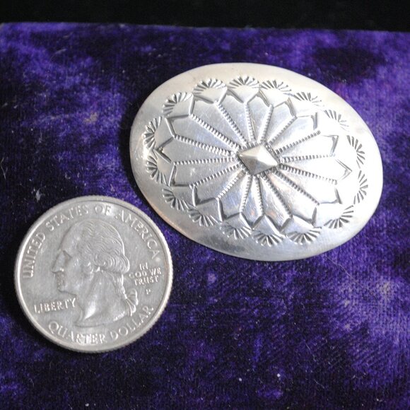 Vintage Navajo Concho Sterling Silver Brooch - Picture 7 of 9